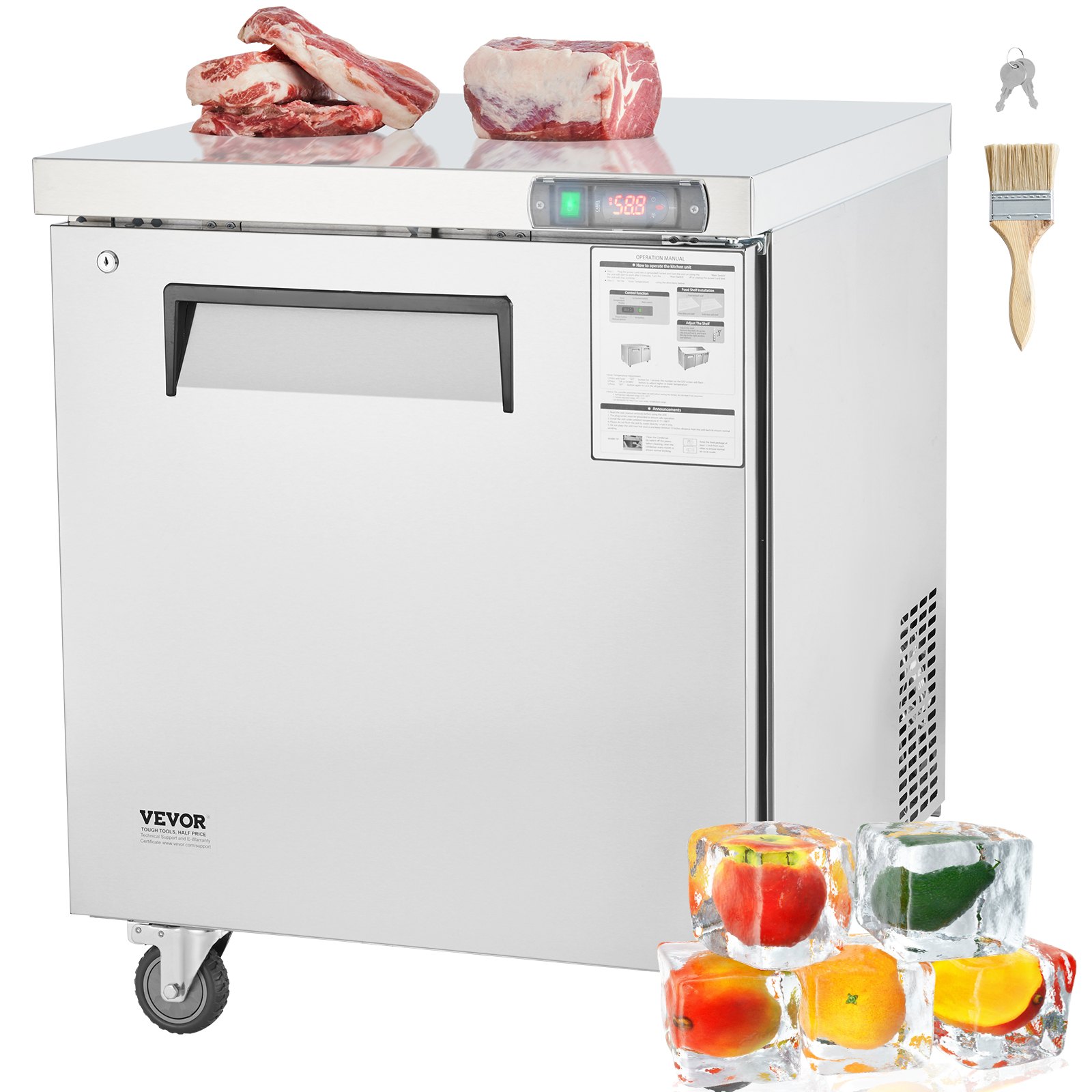 28" Commercial Frozen Refrigerator Sandwich & Salad Prep Table 7.4 Cu. Ft 28" Commercial Frozen Refrigerator Sandwich & Salad Prep Table 7.4 Cu. Ft