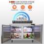 VEVOR Commercial Refrigerator, 48" Sandwich & Salad Prep Table, 12.85 Cu. Ft Thick Stainless Steel Refrigerated Food Prep Station with 12 Pans Cutting Board, 2 Door Fridge for Restaurant, Bar, Shop