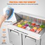 Refrigerador comercial VEVOR de 48 pulgadas con mesa de preparación para sándwiches y ensaladas, 2 puertas con 18 bandejas