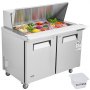 Refrigerador comercial VEVOR de 48 pulgadas con mesa de preparación para sándwiches y ensaladas, 2 puertas con 18 bandejas