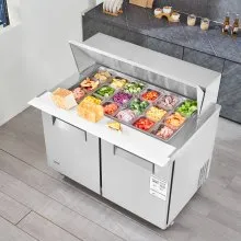 VEVOR Commercial Refrigerator 48" Sandwich Salad Prep Table 2 Doors w/ 18 Pans
