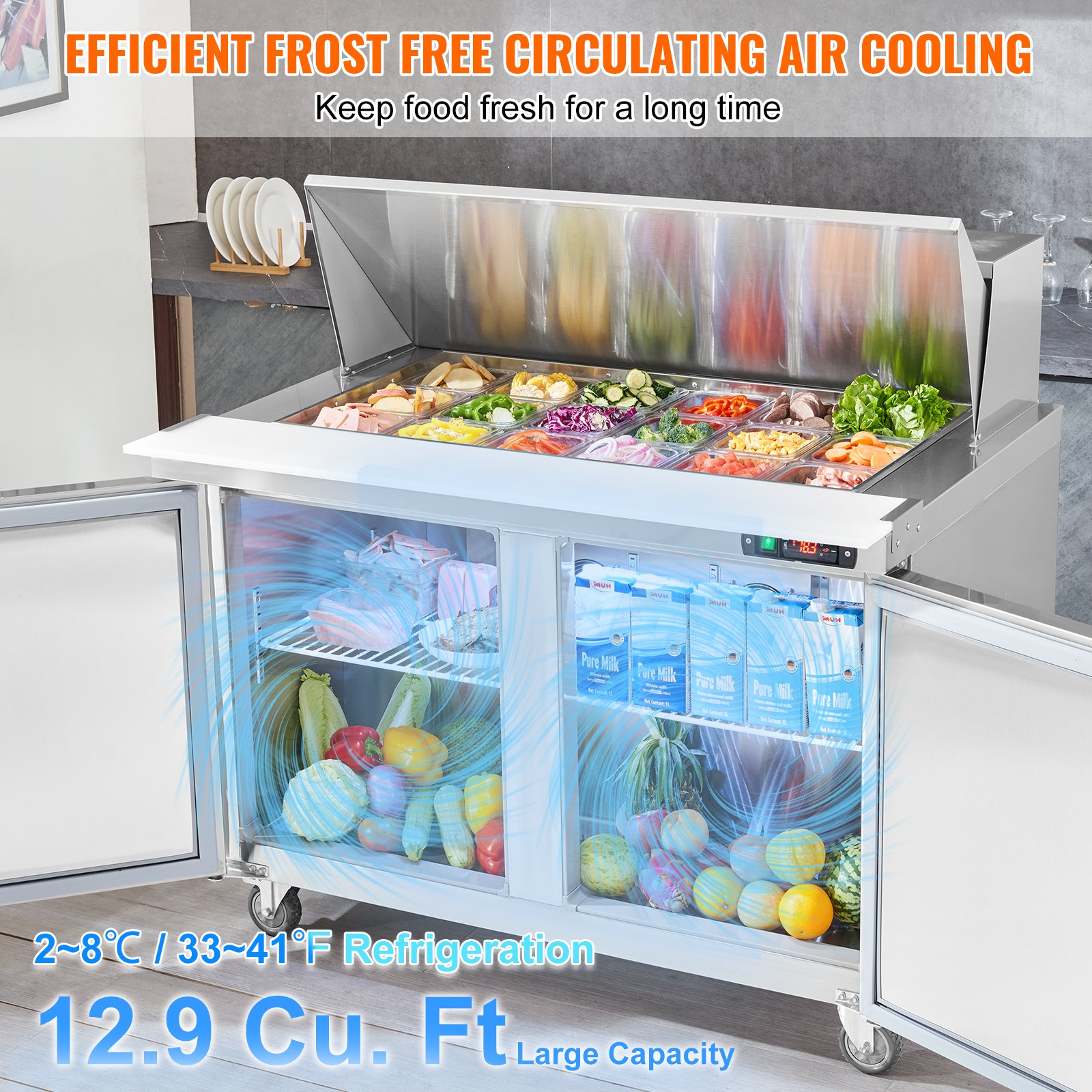 Commercial Refrigerator 48" Sandwich Salad Prep Table 2 Doors w/ 18 Pans Commercial Refrigerator 48" Sandwich Salad Prep Table 2 Doors w/ 18 Pans