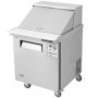 VEVOR 28" Commercial Refrigerator Sandwich & Salad Prep Table, 7.4 Cu. Ft Stainless Steel Refrigerated Food Prep Station with 12 Pans, Cut Board, Frost Free Refrigerator with Lock for Restaurant
