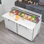VEVOR 60" Commercial Refrigerator Sandwich & Salad Prep Table, 16.4 Cu. Ft Stainless Steel Refrigerated Food Prep Station with 16 Pans, Cut Board, Frost Free Refrigerator with Lock for Restaurant
