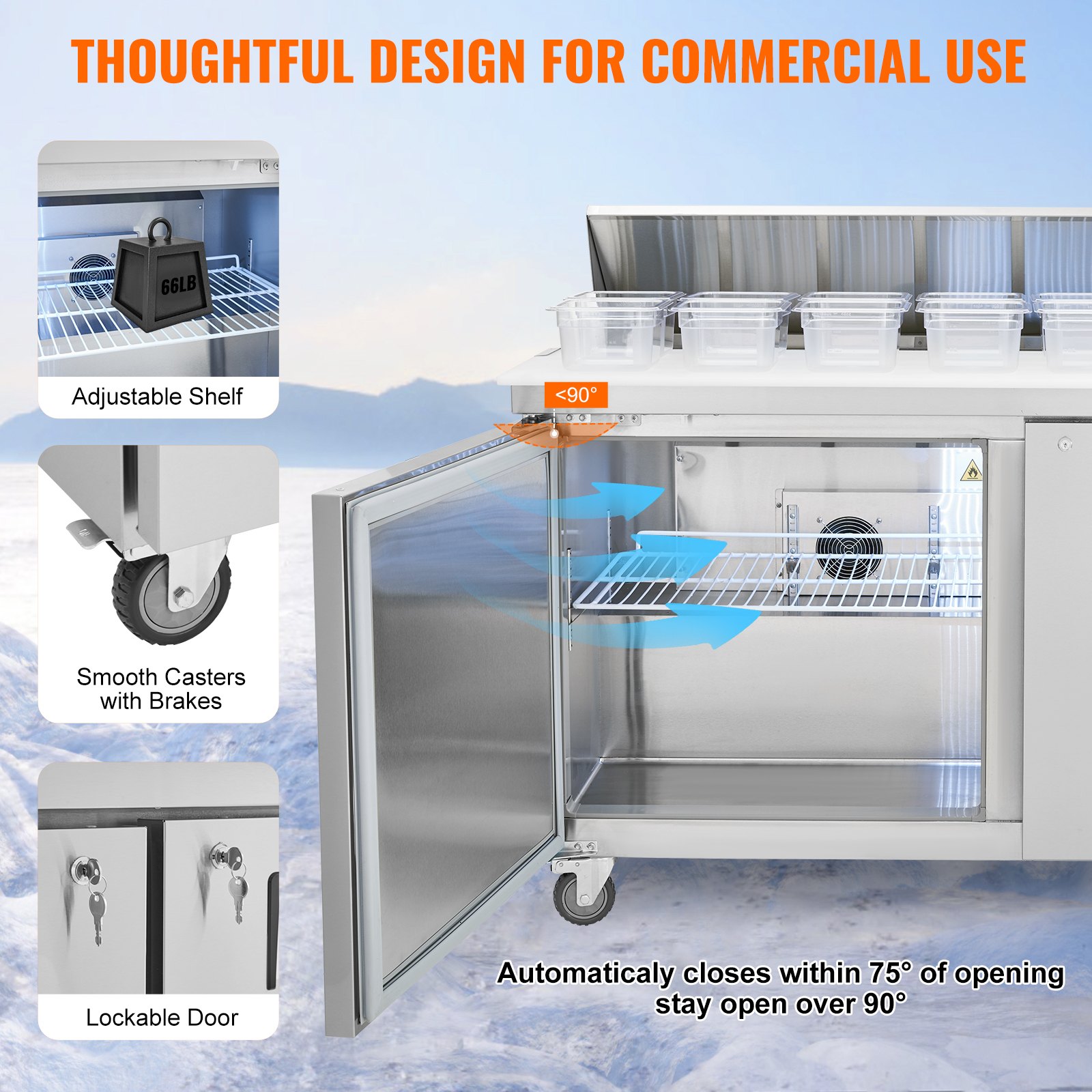Commercial Refrigerator 60" Sandwich Salad Prep Table 2 Doors w/ 16 Pans Commercial Refrigerator 60" Sandwich Salad Prep Table 2 Doors w/ 16 Pans
