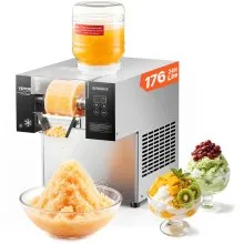 VEVOR Commercial Snowflake Ice Machine, 176.4LBS/24H Snowflake Ice Maker, Stainless Steel Ice Shaver Machine, Electric Snow Cone Maker, Air Cooling System for Rapid Heat Dissipation, for Bakery, Cafe
