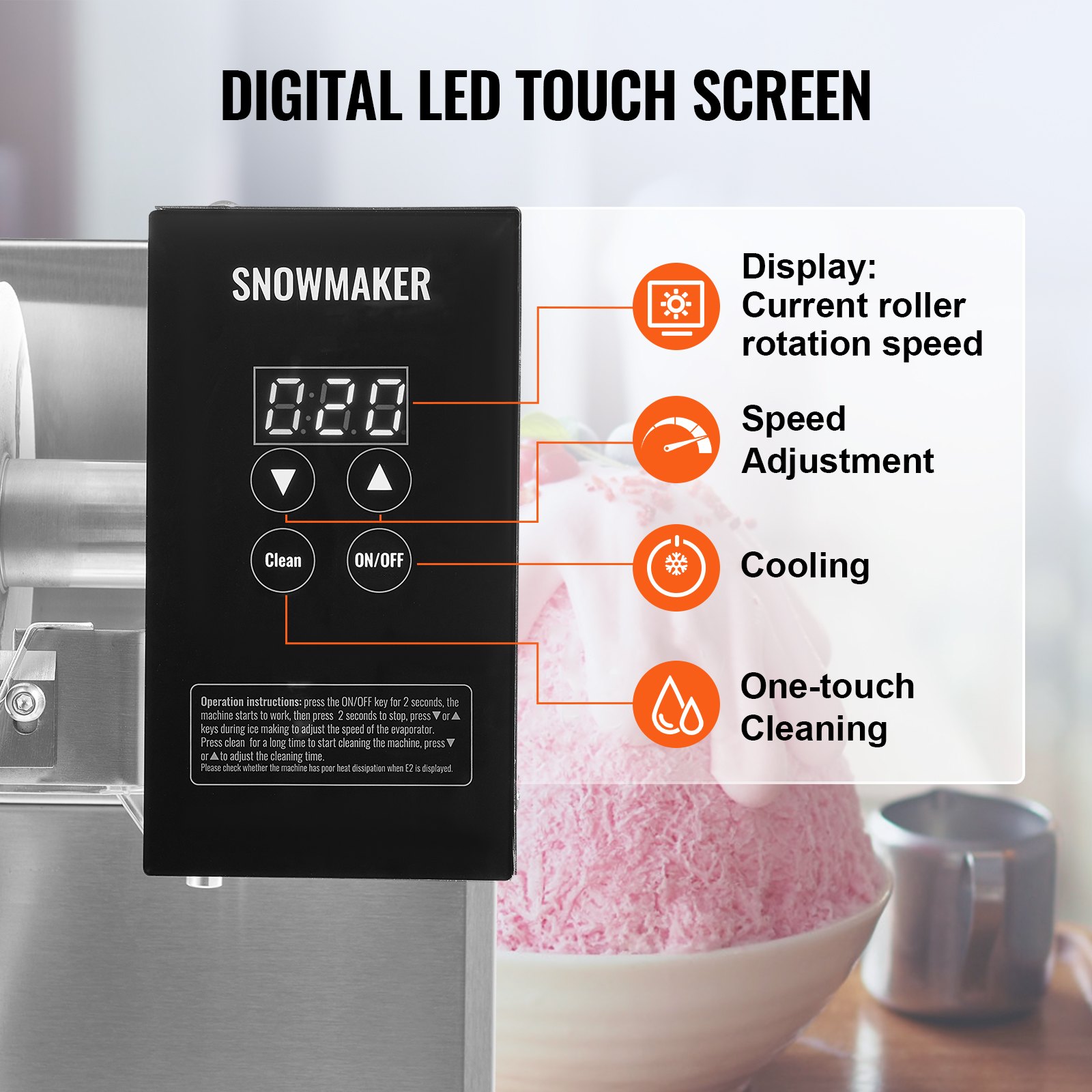 Commercial Snowflake Ice Machine 397LBS/24H Stainless Steel for Ice Cream Commercial Snowflake Ice Machine 397LBS/24H Stainless Steel for Ice Cream