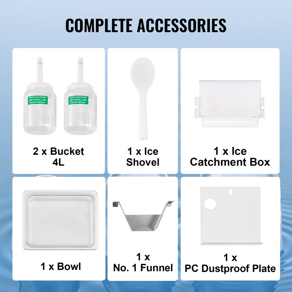 VEVOR Commercial Snowflake Ice Machine, 397LBS/24H Snowflake Ice Maker, Stainless Steel Ice Shaver Machine, Electric Snow Cone Maker, Air Cooling System for Rapid Heat Dissipation, for Bakery, Cafe