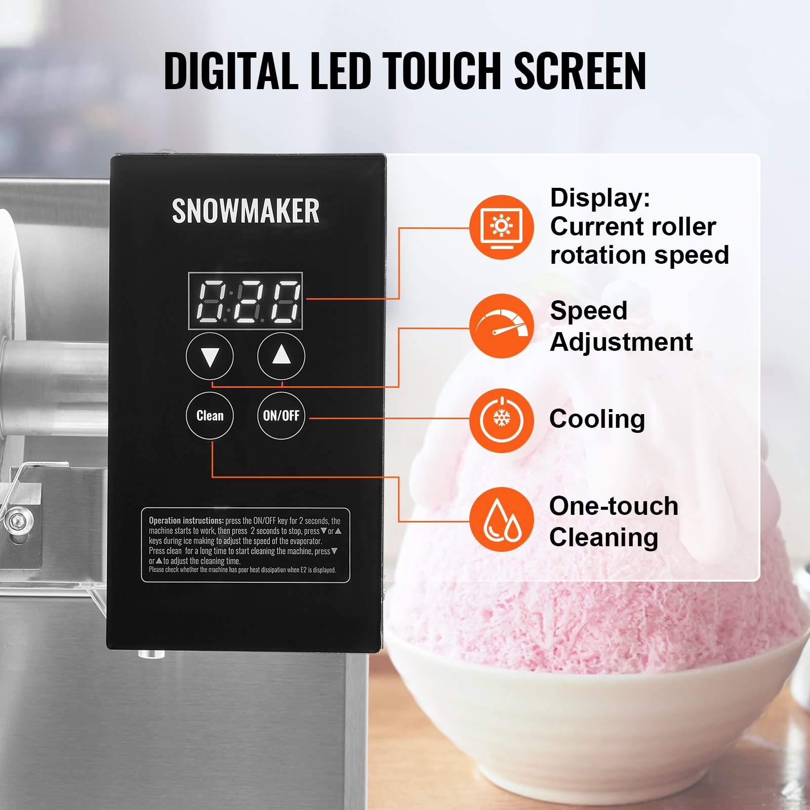 Commercial Snowflake Ice Machine 276LBS/24H Stainless Steel for Ice Cream Commercial Snowflake Ice Machine 276LBS/24H Stainless Steel for Ice Cream