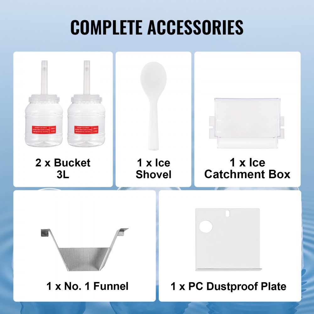 VEVOR Commercial Snowflake Ice Machine, 276LBS/24H Snowflake Ice Maker, Stainless Steel Ice Shaver Machine, Electric Snow Cone Maker, Air Cooling System for Rapid Heat Dissipation, for Bakery, Cafe