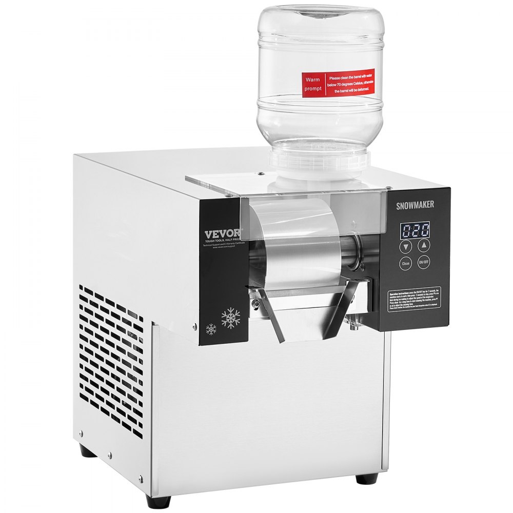 VEVOR Commercial Snowflake Ice Machine, 276LBS/24H Snowflake Ice Maker, Stainless Steel Ice Shaver Machine, Electric Snow Cone Maker, Air Cooling System for Rapid Heat Dissipation, for Bakery, Cafe