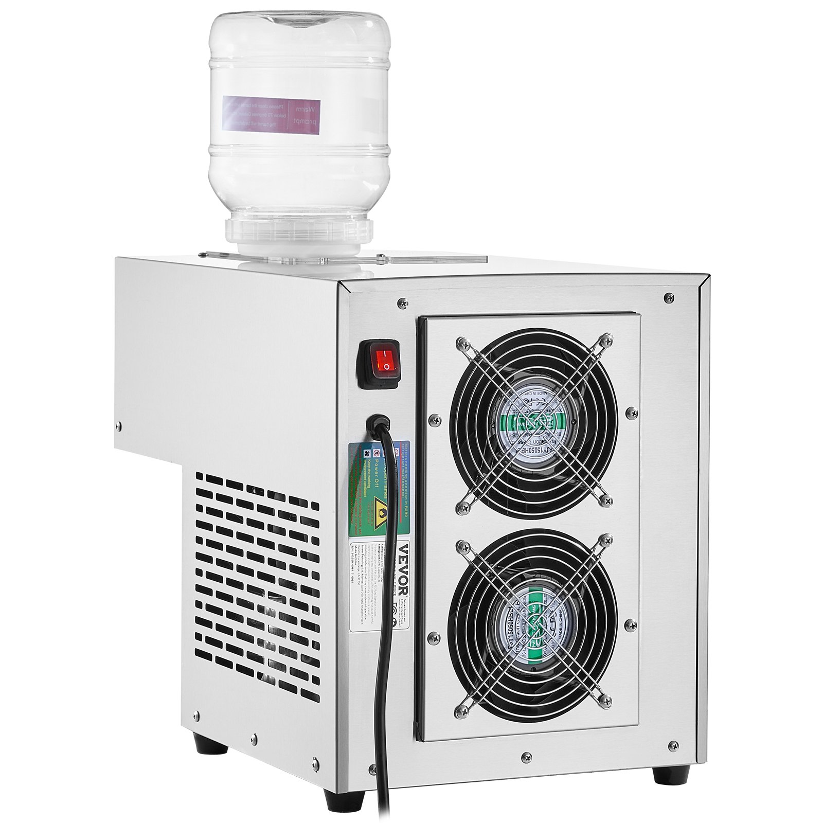 VEVOR Commercial Snowflake Ice Machine, 375LBS/24H Snowflake Ice Maker, Stainless Steel Ice Shaver Machine, Electric Snow Cone Maker, Air Cooling System for Rapid Heat Dissipation, for Bakery, Cafe