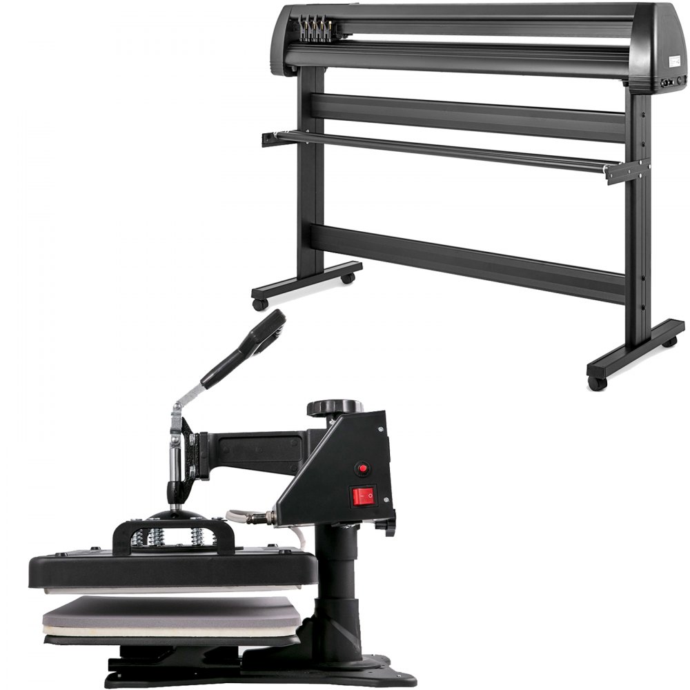 VEVOR 5 in 1 Digital 15"x12" Heat Press&53" Vinyl Cutter w/ Signmaster Software
