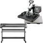 VEVOR 5 in 1 Digital 15"x12" Heat Press&53" Vinyl Cutter w/ Signmaster Software