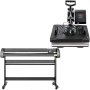 VEVOR 5 in 1 Digital 15"x12" Heat Press&53" Vinyl Cutter w/ Signmaster Software