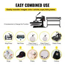 5 In1 Heat Press 12"x15" Vinyl Cutter Plotter 53" Graphics Printer Craft Cutter