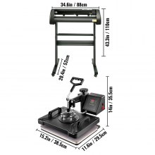 Vevor 5 I 1 Heat Press 12"x15" Vinyl Cutter Plotter 28" Software Sublimation
