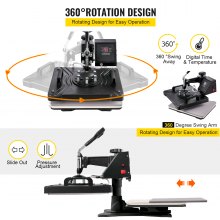 VEVOR Heat Press 5 in 1 Heat Press Machine 38x30cm T-shirt Press Mug Printing Machine Multifuctional Heat Transfer Machine for T-shirt Mug Hat Plate Transfer Printer