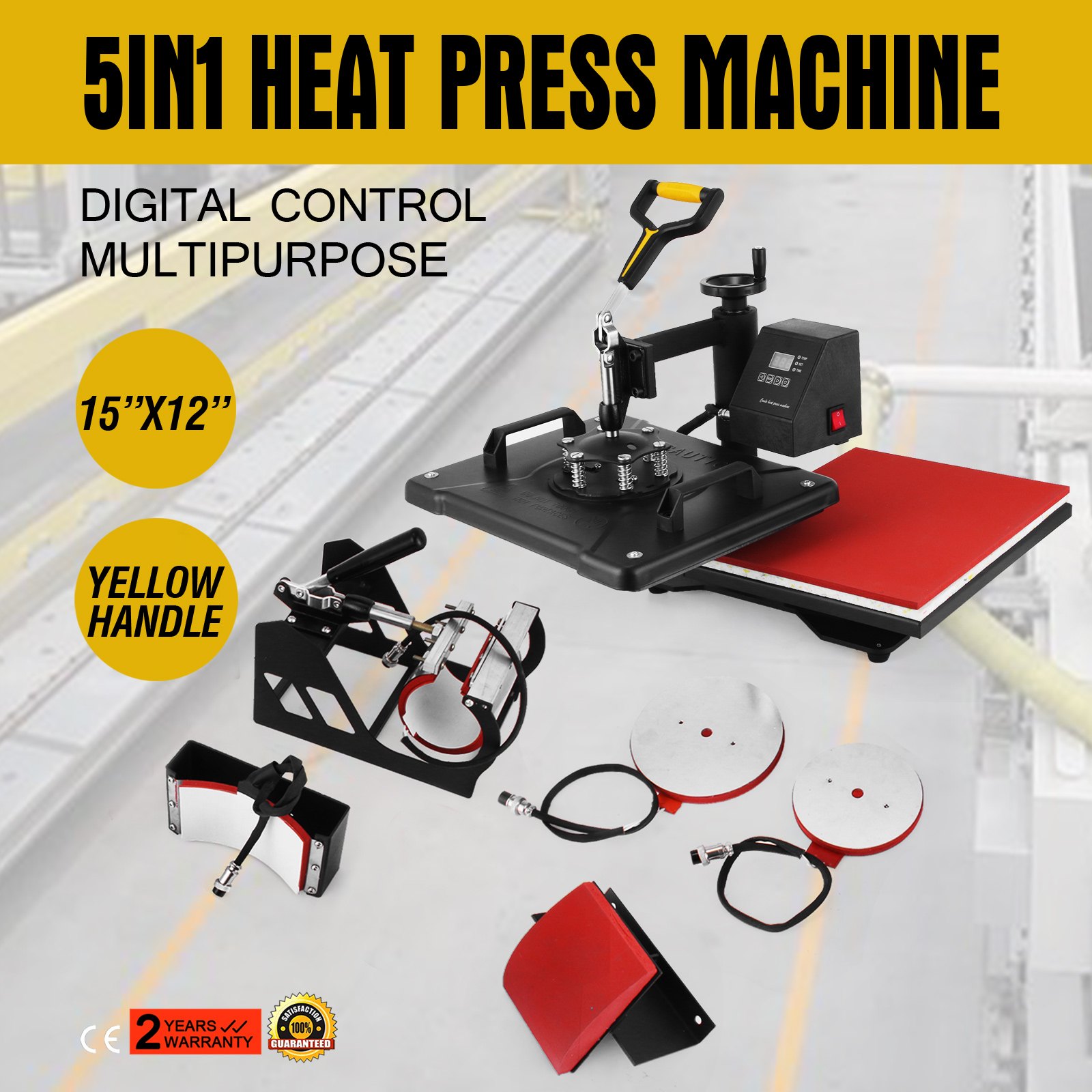 5 in 1 Digital Transfer Sublimation Heat Press Machine T-Shirt Mug Hat cap