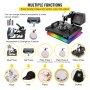 VEVOR Heat Press 6 in 1 Heat Press Machine 38x30cm T-shirt Press Mug Printing Machine Multifuctional Heat Transfer Machine for T-shirt Mug Hat Plate Sublimation Printing