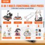VEVOR Heat Press 8 in 1 Heat Press Machine 38x30cm T-shirt Press Mug Printing Machine Multifuctional Heat Transfer Machine for T-shirt Mug Hat Plate Sublimation Printing