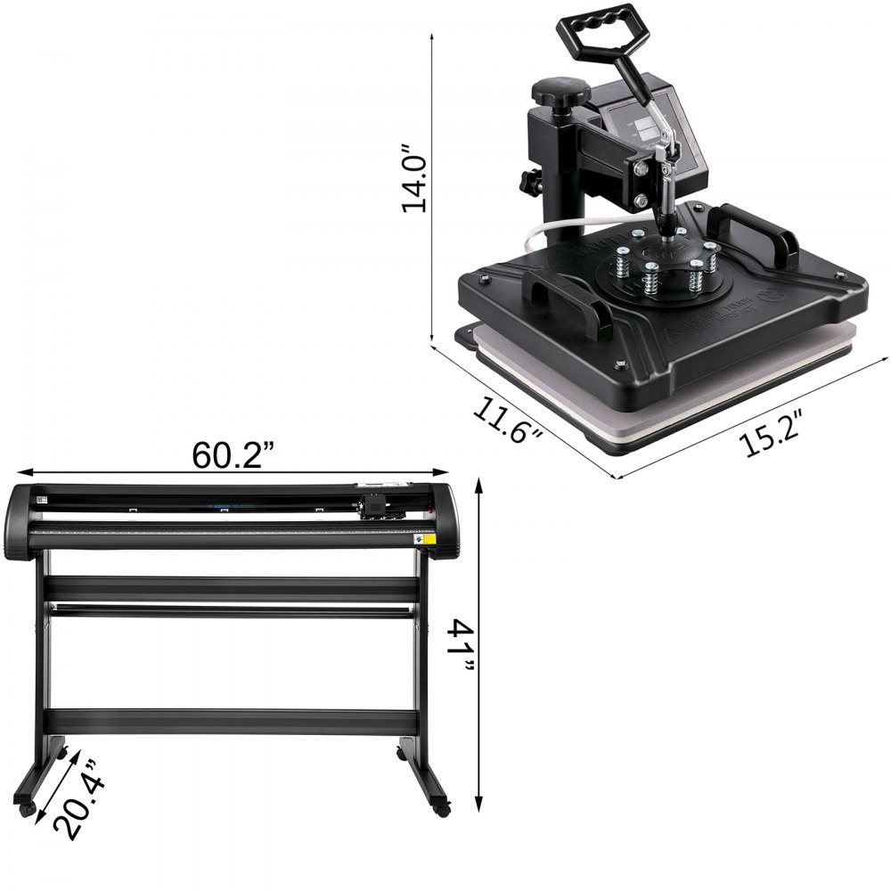 VEVOR 8 In 1 Heat Press Sublimation Machine & 53" Vinyl Cutter Cutting Plotter