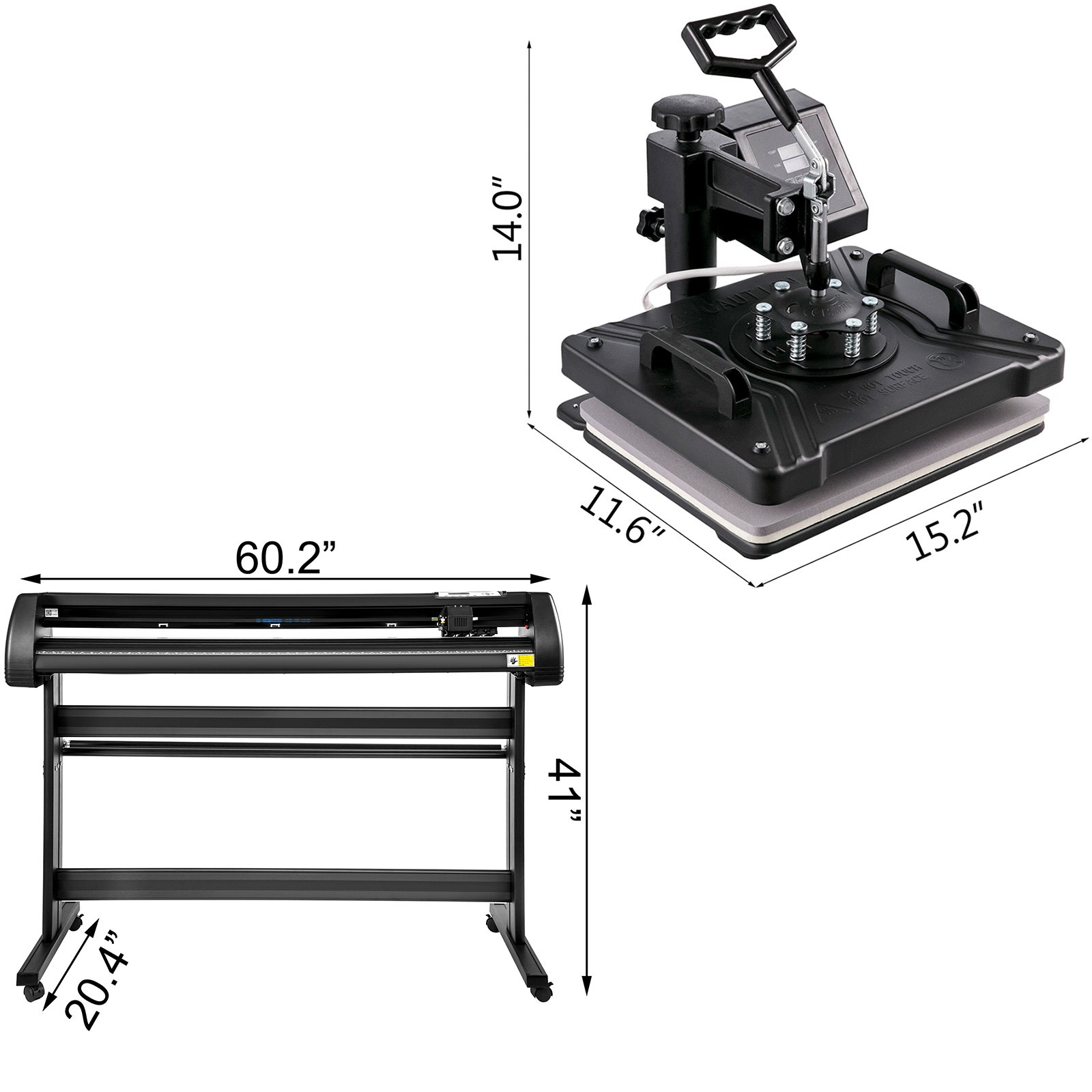 VEVOR 8 In 1 Heat Press Sublimation Machine & 53" Vinyl Cutter Cutting Plotter