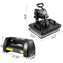 8 In 1 Heat Press 12"x15" Sublimation Machine +14" Vinyl Cutter Cutting Plotter