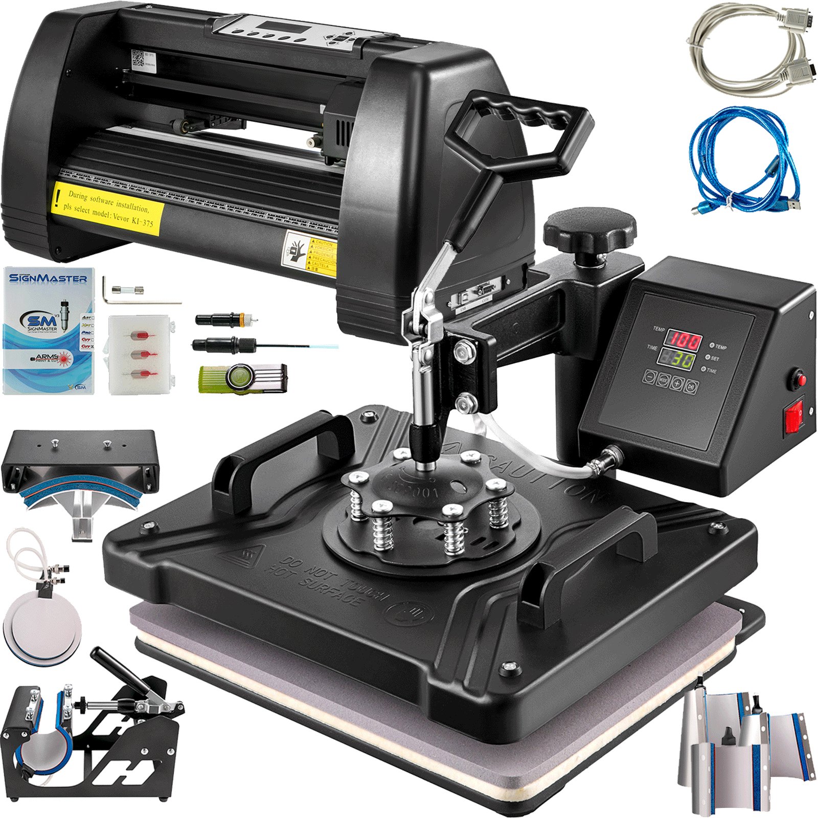 8 in 1 Heat Press 12"x15" Sublimation Machine +14" Vinyl Cutter Cutting Plotter