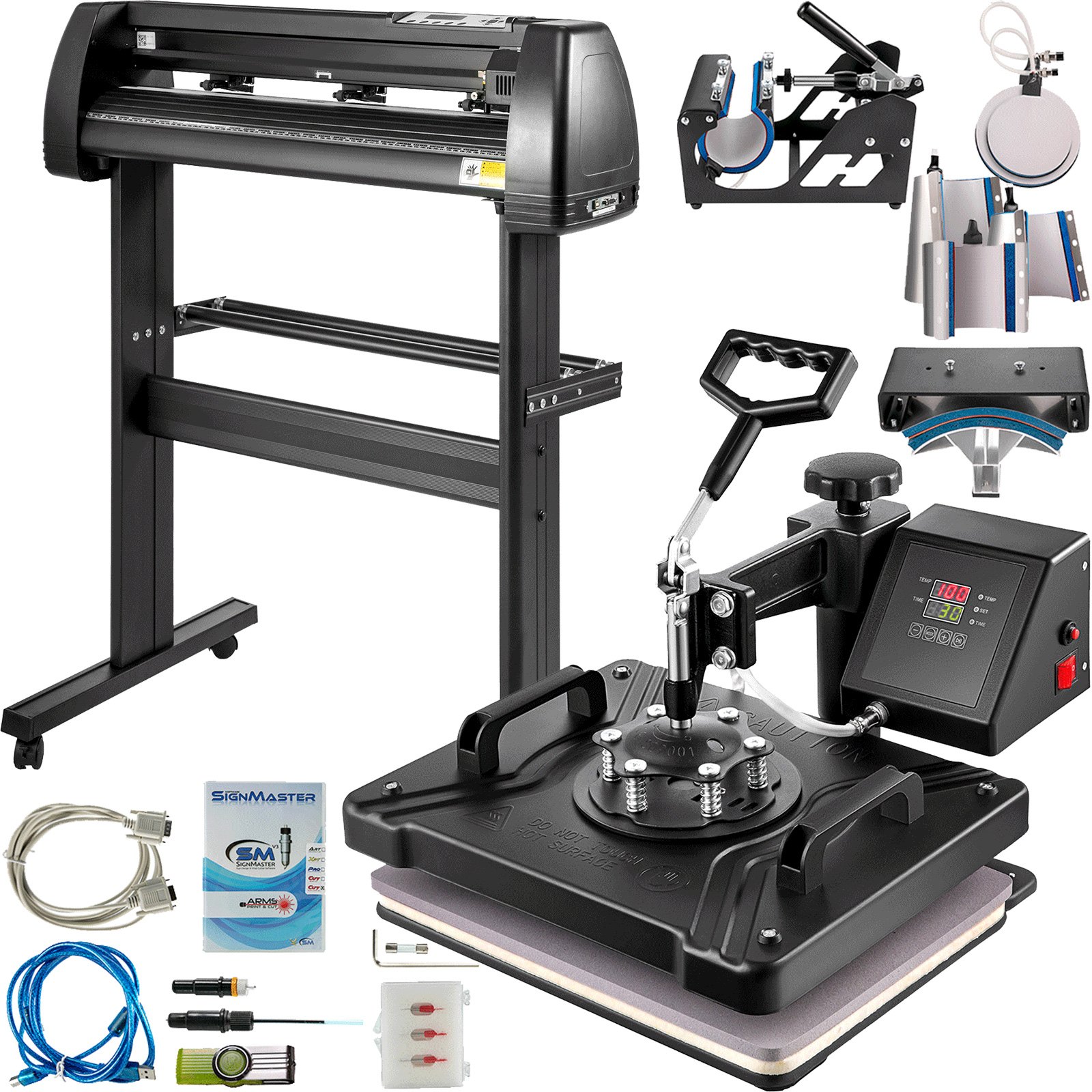 VEVOR 8 In 1 Heat Press Sublimation Machine & 28" Vinyl Cutter Cutting Plotter