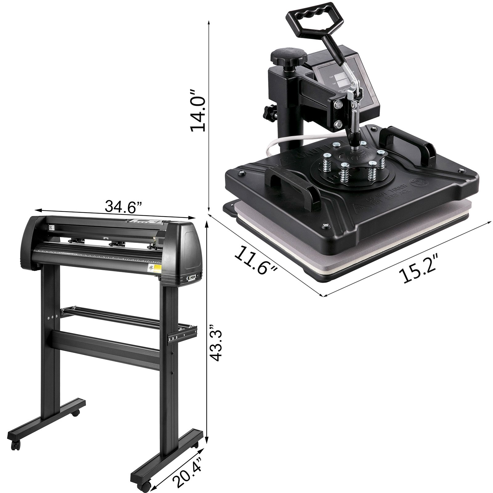 VEVOR 8 In 1 Heat Press Sublimation Machine & 28" Vinyl Cutter Cutting Plotter