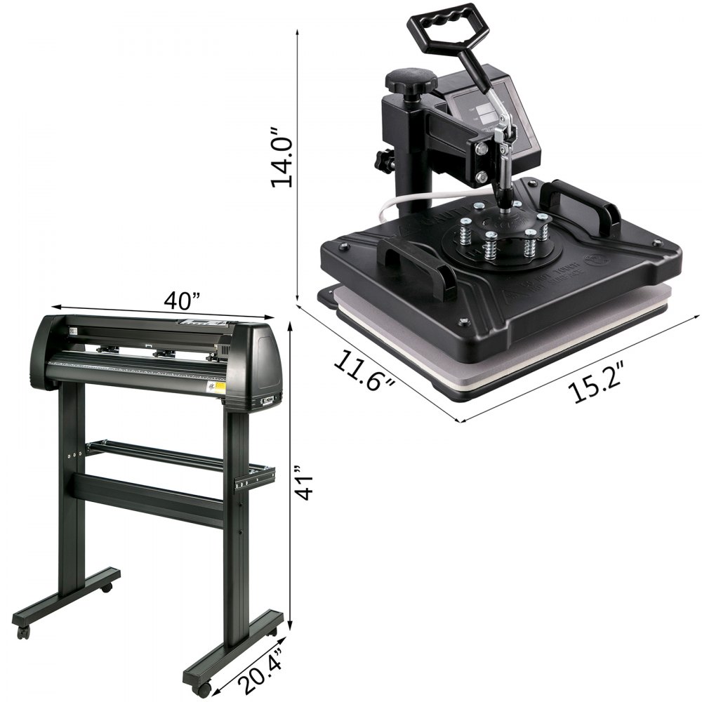 8 In 1 Heat Press 12"x15" Transfer Machine 34" Vinyl Cutter/plotter Cutting Diy