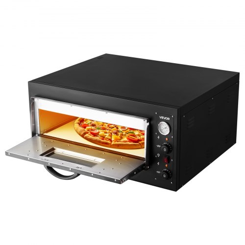 Commercial Electric Pizza Oven - 1200W Countertop Pizza Maker With Timer For Home & Restaurant