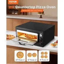 VEVOR Pizza Oven Electric, 24" Commercial Countertop Pizza Oven, 842°F Max Temp, 4200W Indoor Pizza Maker with Thermometer, Dual Temp Control Knob, Even Heat Pizza Cooker for Restaurant and Home Use
