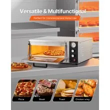 VEVOR Electric Pizza Oven, 18-Inch Commercial Pizza Ovens, 842°F Max Temp, 1740W Large Pizza Oven Countertop with Temp & Time Control, Built in Thermometer Indoor Pizza Maker for Restaurant Home Use