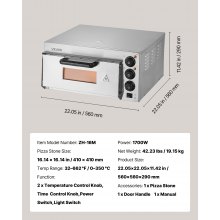 VEVOR Commercial Countertop Pizza Oven Electric Pizza Oven for 40.6 cm Pizza Indoor