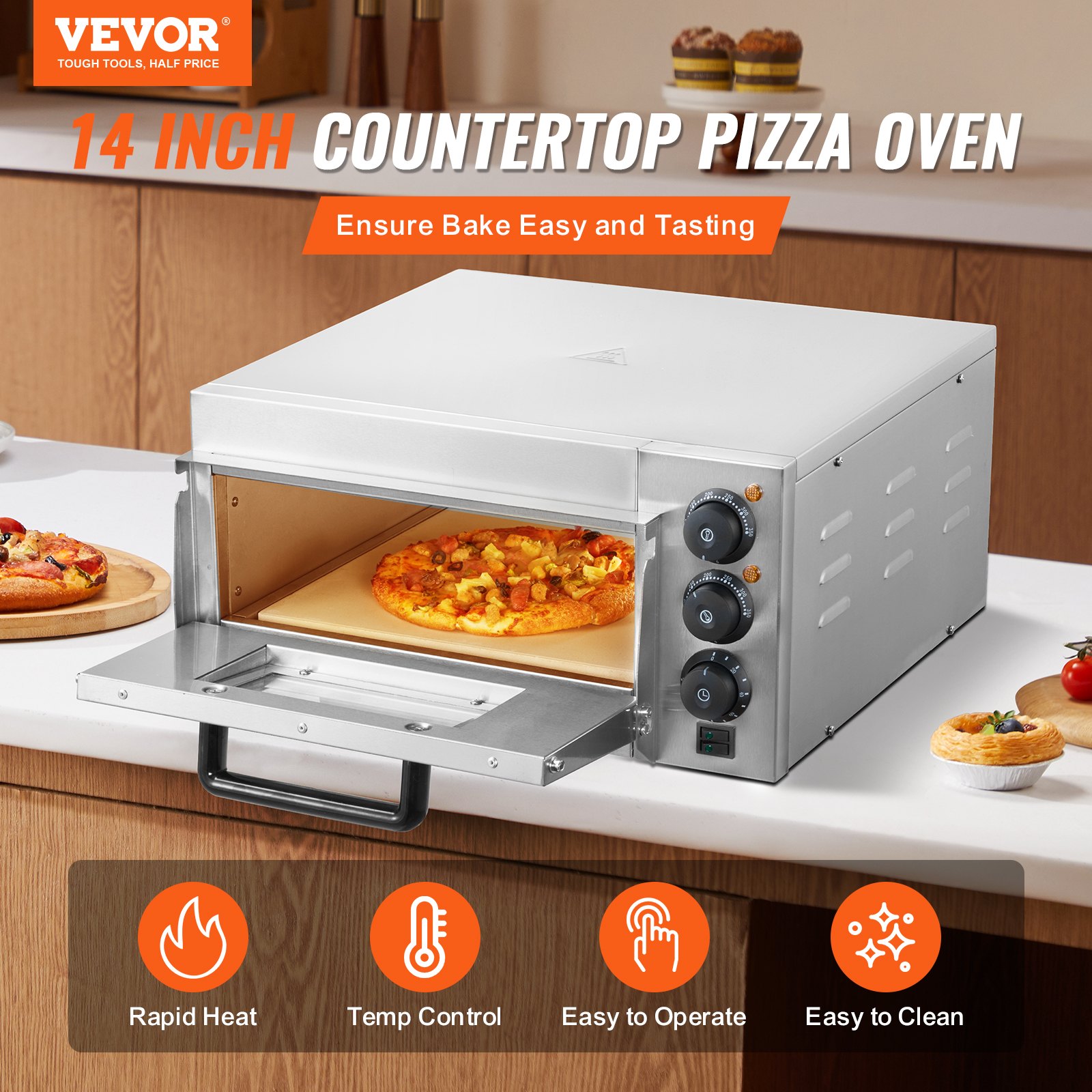 Commercial Countertop Pizza Oven Electric Pizza Oven for 14" Pizza Indoor Commercial Countertop Pizza Oven Electric Pizza Oven for 14" Pizza Indoor