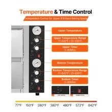 VEVOR Pizza Oven Electric, 18" Double-Deck Commercial Countertop Pizza Oven, 842°F Max Temp, Indoor Pizza Maker with Thermometer, Independent Upper & Lower Temp Control & Timer for Home Restaurant