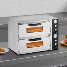 VEVOR Pizza Oven Electric, 18" Double-Deck Commercial Countertop Pizza Oven, 842°F Max Temp, Indoor Pizza Maker with Thermometer, Independent Upper & Lower Temp Control & Timer for Home Restaurant