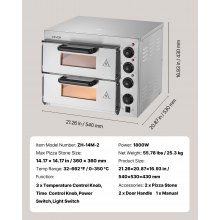 VEVOR Commercial Countertop Pizza Oven Electric Pizza Oven for 35.6 cm Pizza Indoor