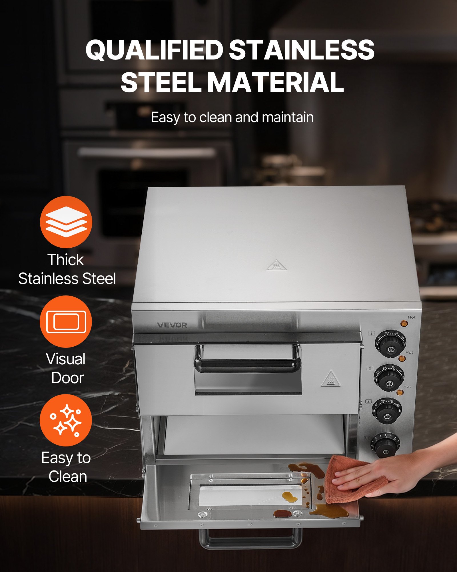 VEVOR Commercial Countertop Pizza Oven Electric Pizza Oven for 35.6 cm Pizza Indoor