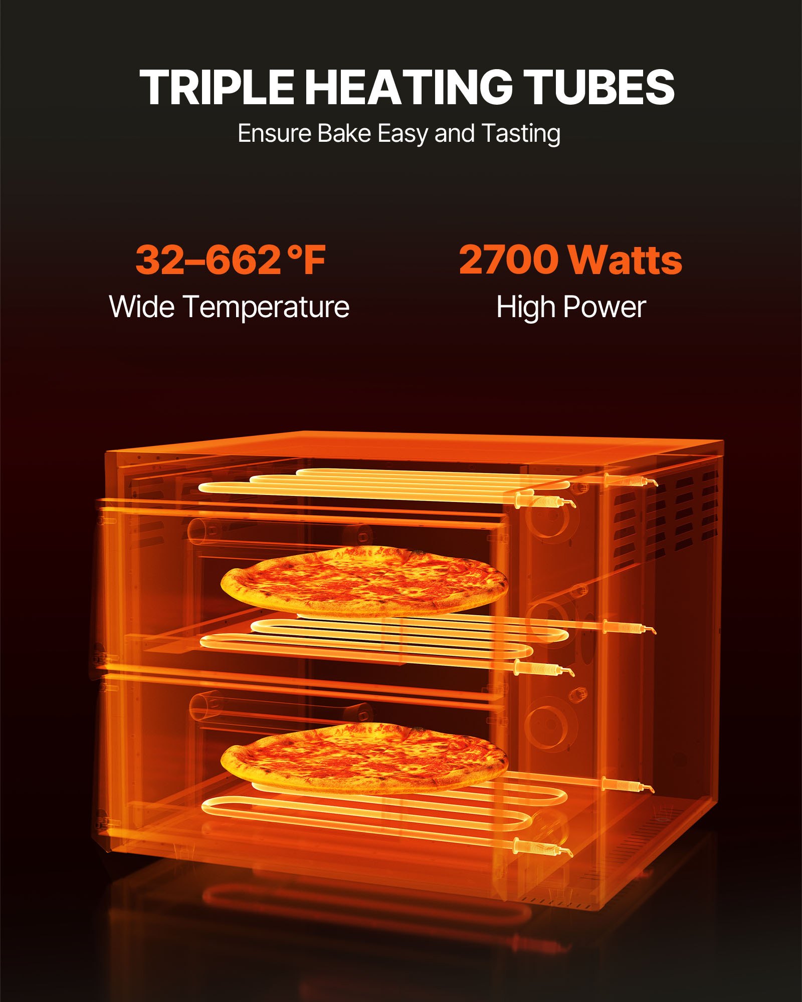 VEVOR Commercial Countertop Pizza Oven Electric Pizza Oven for 35.6 cm Pizza Indoor