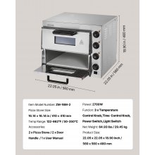 VEVOR Commercial Countertop Pizza Oven Electric Pizza Oven for 16" Pizza Indoor