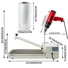 VEVOR 18" Shrink Wrap Sealer, 530W I-Bar Shrink Wrap Machine, Shrink Wrap Sealer with Heat Gun and Shrink Film Suit for PVC POF Film