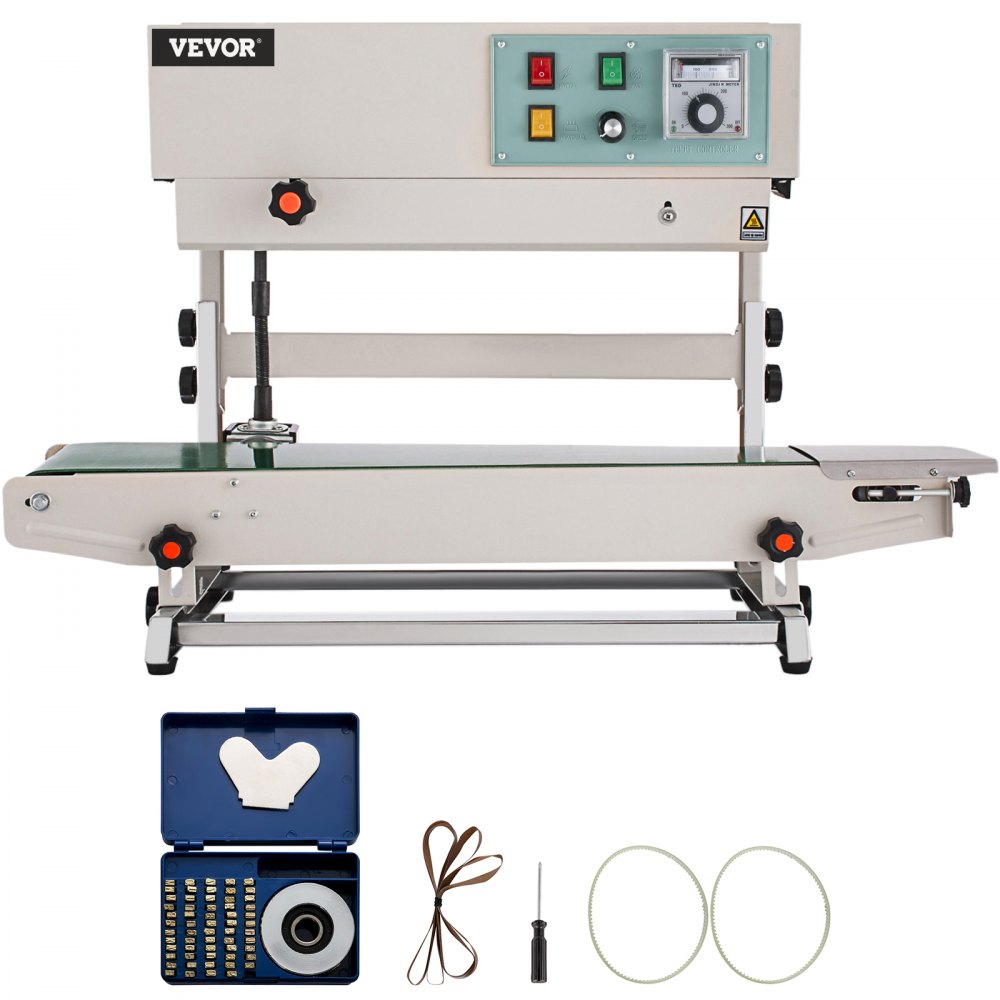 VEVOR Continuous Band Sealer FR-900, Vertical Automatic Continuous Sealing Machine with Digital Temperature Control, Vertical Band Sealer for Bag Films