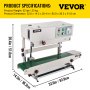 VEVOR Continuous Band Sealer FR-900, Vertical Automatic Continuous Sealing Machine with Digital Temperature Control, Vertical Band Sealer for Bag Films