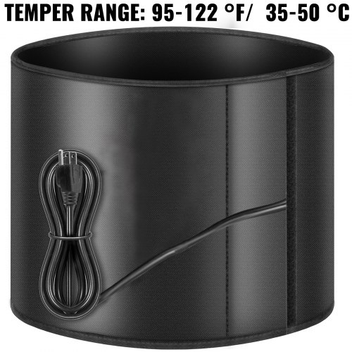 VEVOR Bee Blanket 5 Gal Barrel Heater, 110V Honey Bucket Heater, Insulated Pail Band Heater Honey Warming Blanket, Bucket Heating Belt 95-122 °F Temper Control Drum Heater with Gate Valve for Honey