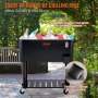 VEVOR Rolling Ice Chest Cooler Cart 75.7L, Portable Bar Drink Cooler, Beverage Bar Stand Up Cooler with Wheels, Bottle Opener, Handles for Patio, Backyard, Party and Pool, Black, FDA Listed