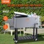 VEVOR Rolling Ice Chest Cooler Cart 80 Quart, Portable Bar Drink Cooler, Beverage Bar Stand Up Cooler with Wheels, Bottle Opener, Handles for Patio, Backyard, Party and Pool, Gray, FDA Listed