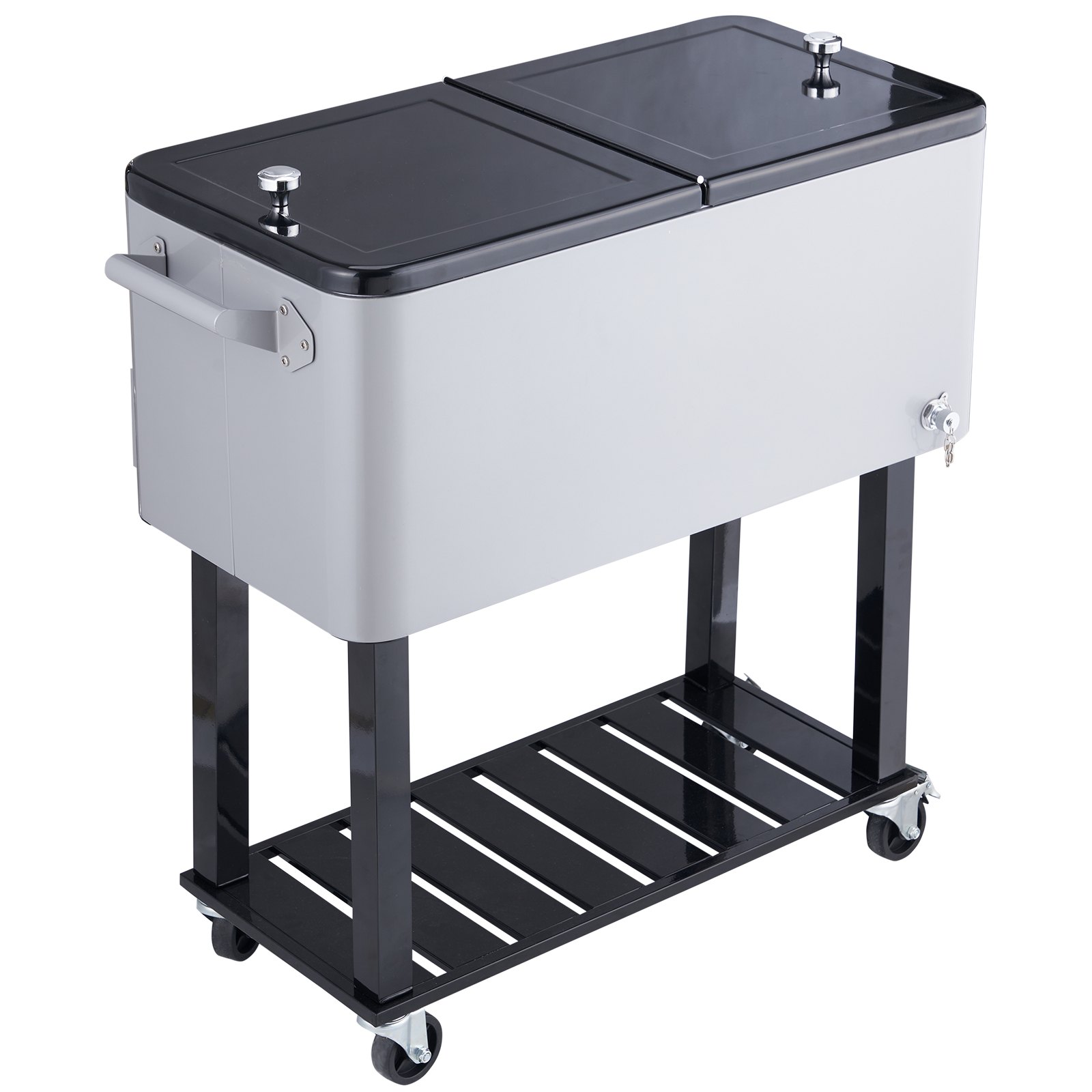 VEVOR 80Qt Rolling Cooler Cart with Bottle Opener Drainage Patio Party Bar Drink